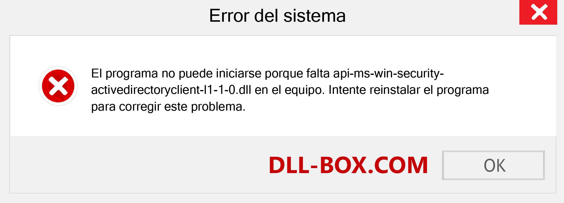 ¿Falta el archivo api-ms-win-security-activedirectoryclient-l1-1-0.dll ?. Descargar para Windows 7, 8, 10 - Corregir api-ms-win-security-activedirectoryclient-l1-1-0 dll Missing Error en Windows, fotos, imágenes