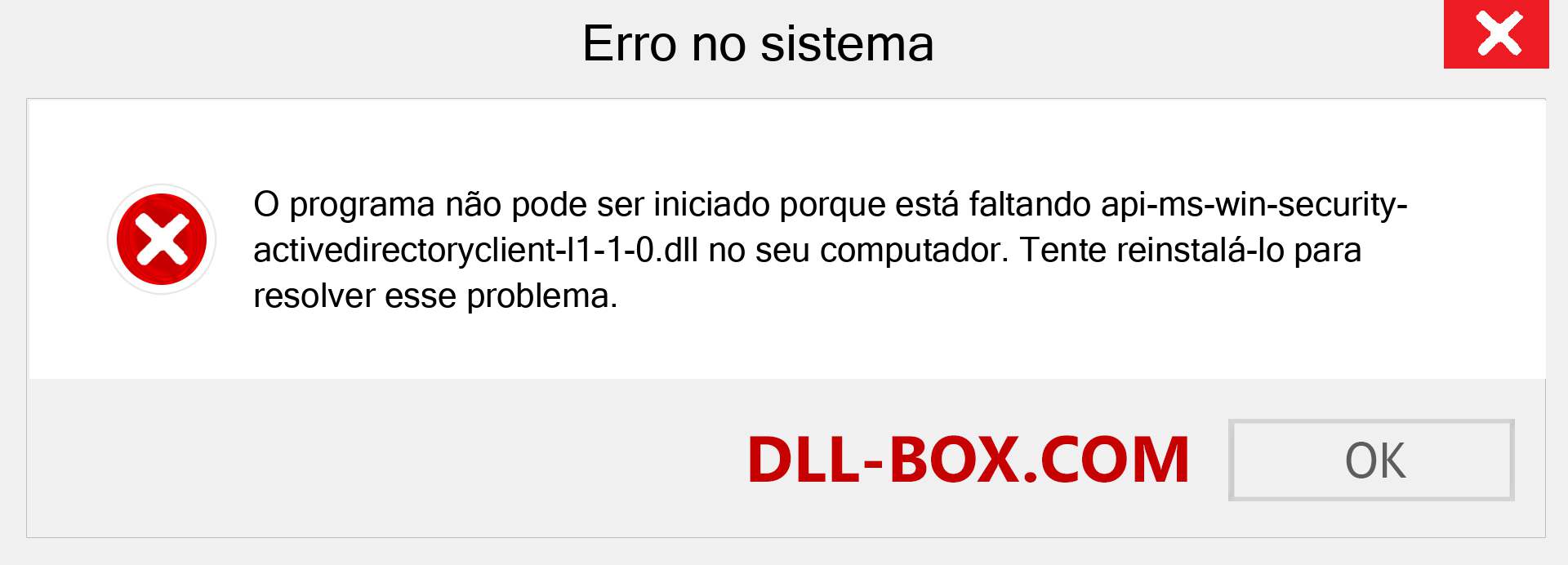 Arquivo api-ms-win-security-activedirectoryclient-l1-1-0.dll ausente ?. Download para Windows 7, 8, 10 - Correção de erro ausente api-ms-win-security-activedirectoryclient-l1-1-0 dll no Windows, fotos, imagens